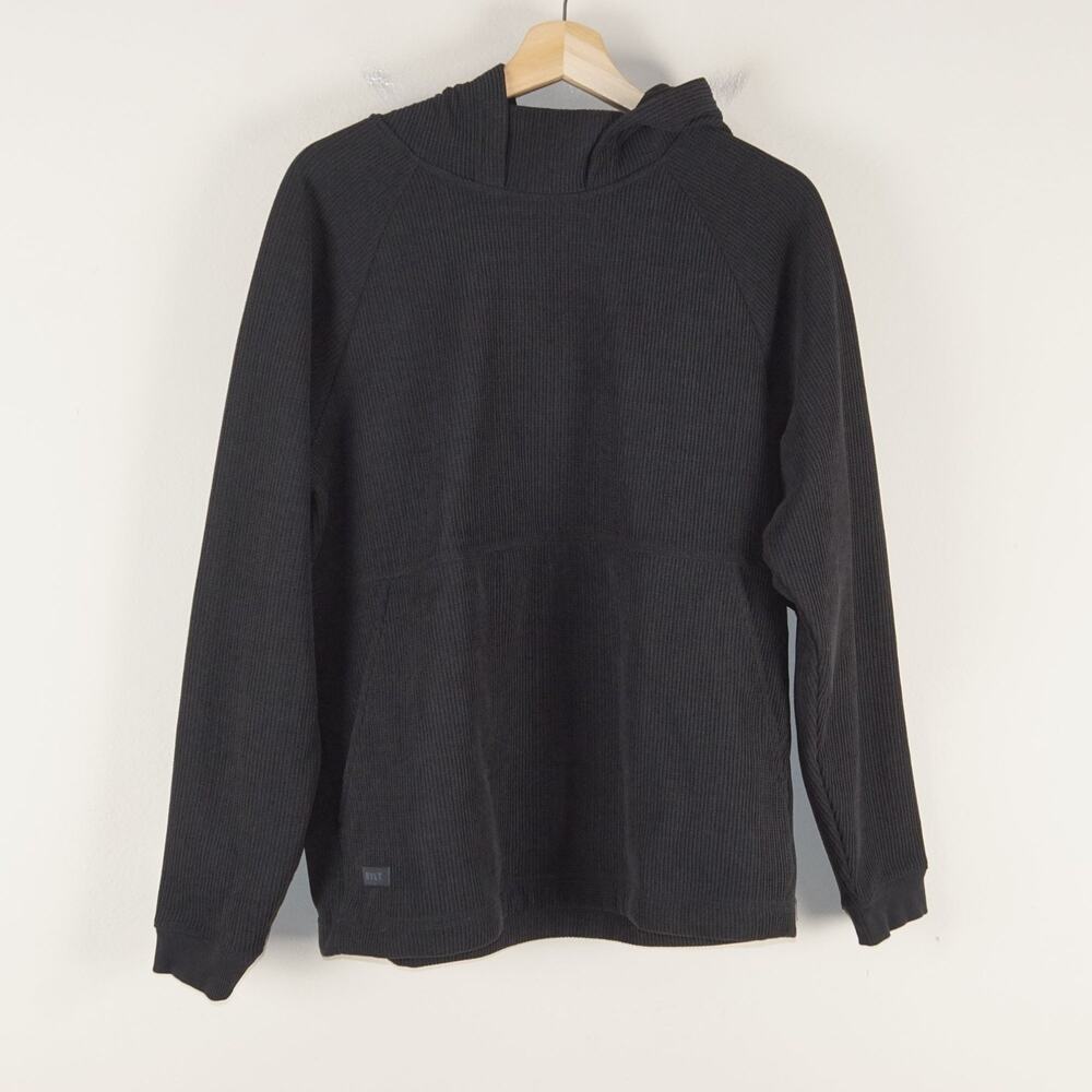 BYLT Heavyweight Waffle Textured Black Pullover Hoodie Mens Sz M